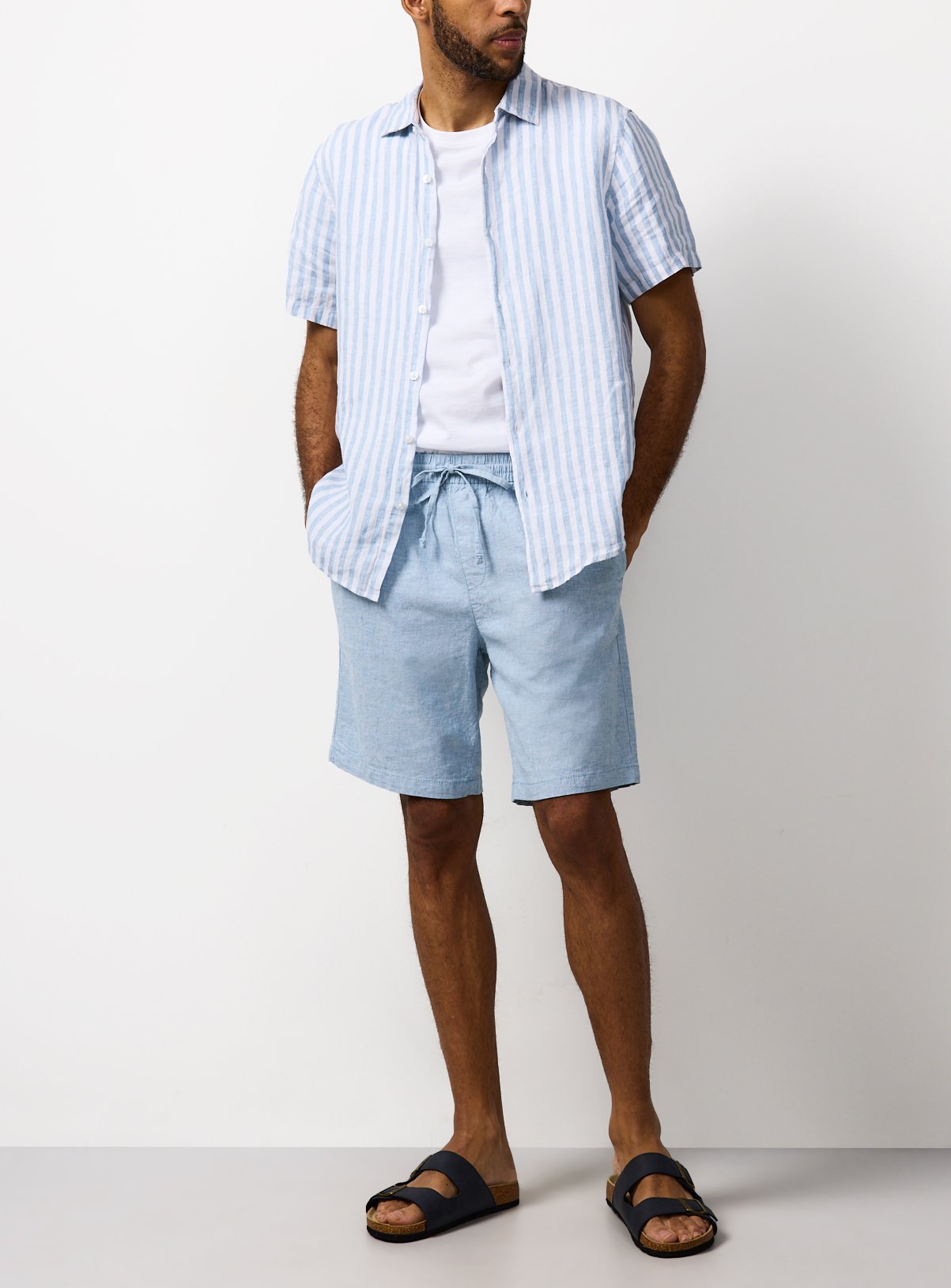 Light Blue Linen Blend Shorts 36 - Image 2 thumbnail